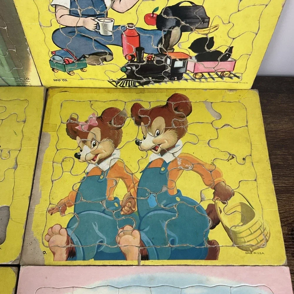 Vintage Seven SIFO Playskool Cardboard Puzzles Defects